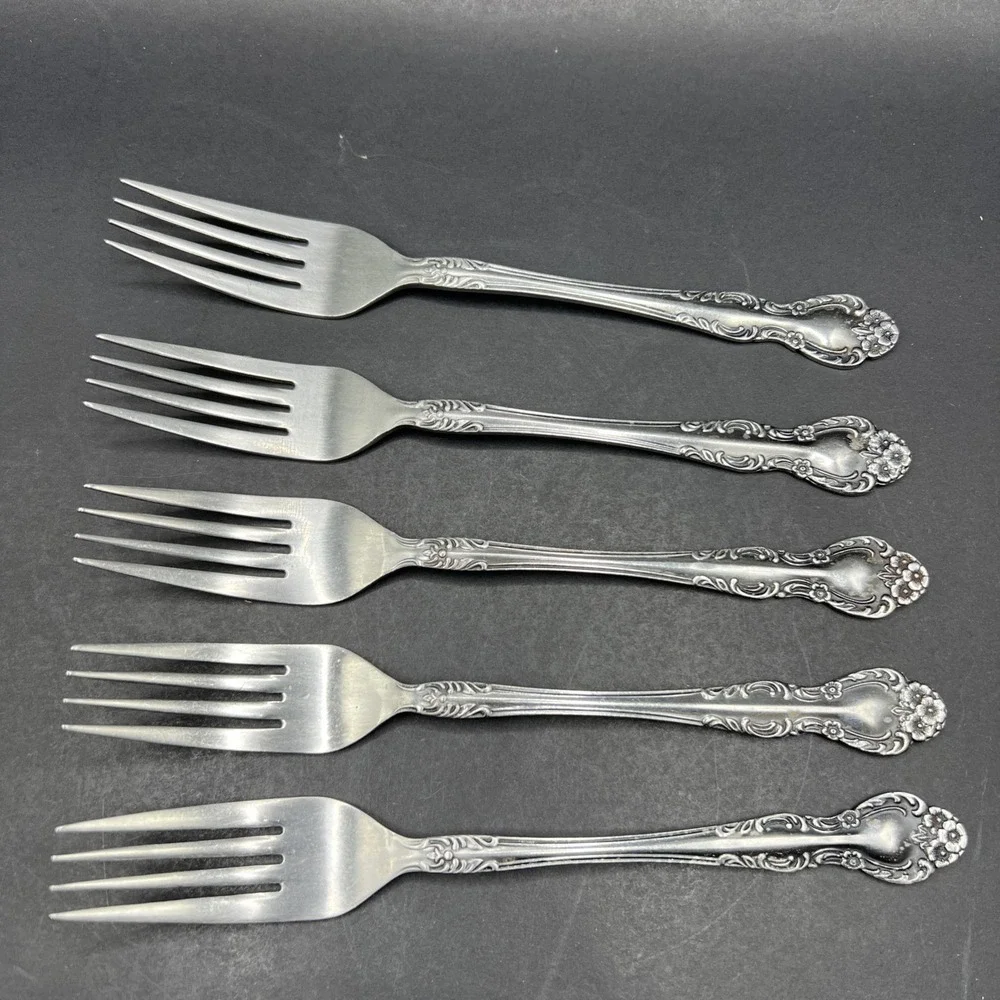 Set of 5 Vintage Ekco Eterna BEAUMONT Stainless Steel Dinner Forks